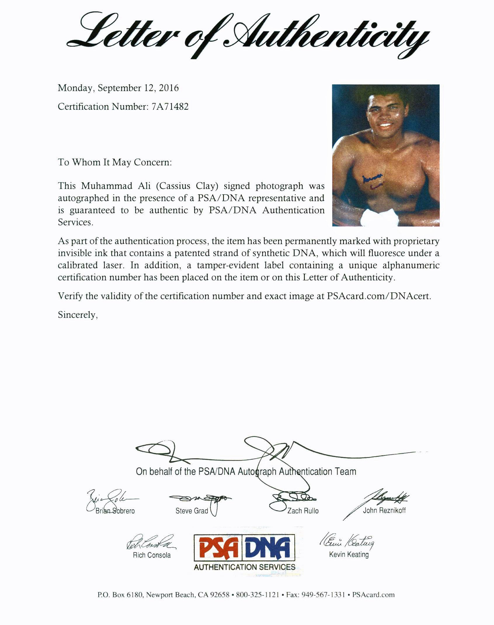 Muhammad Ali Signed "Cassius Clay" Authentic 11X14 Photo PSA/DNA ITP #7A71482