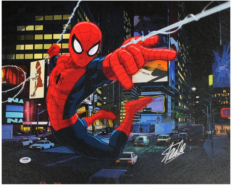 Stan Lee Marvel Comics Authentic Signed 16X20 Spider-Man Canvas PSA/DNA #W18548