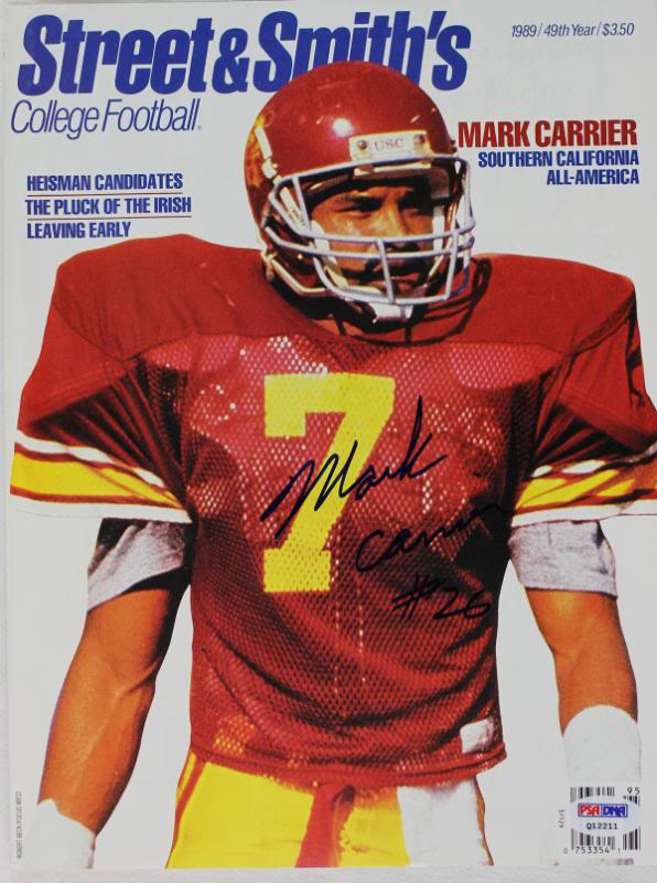 Usc Mark Carrier Authentic Signed 1989 Street & Smiths Magazine PSA/DNA #Q12211