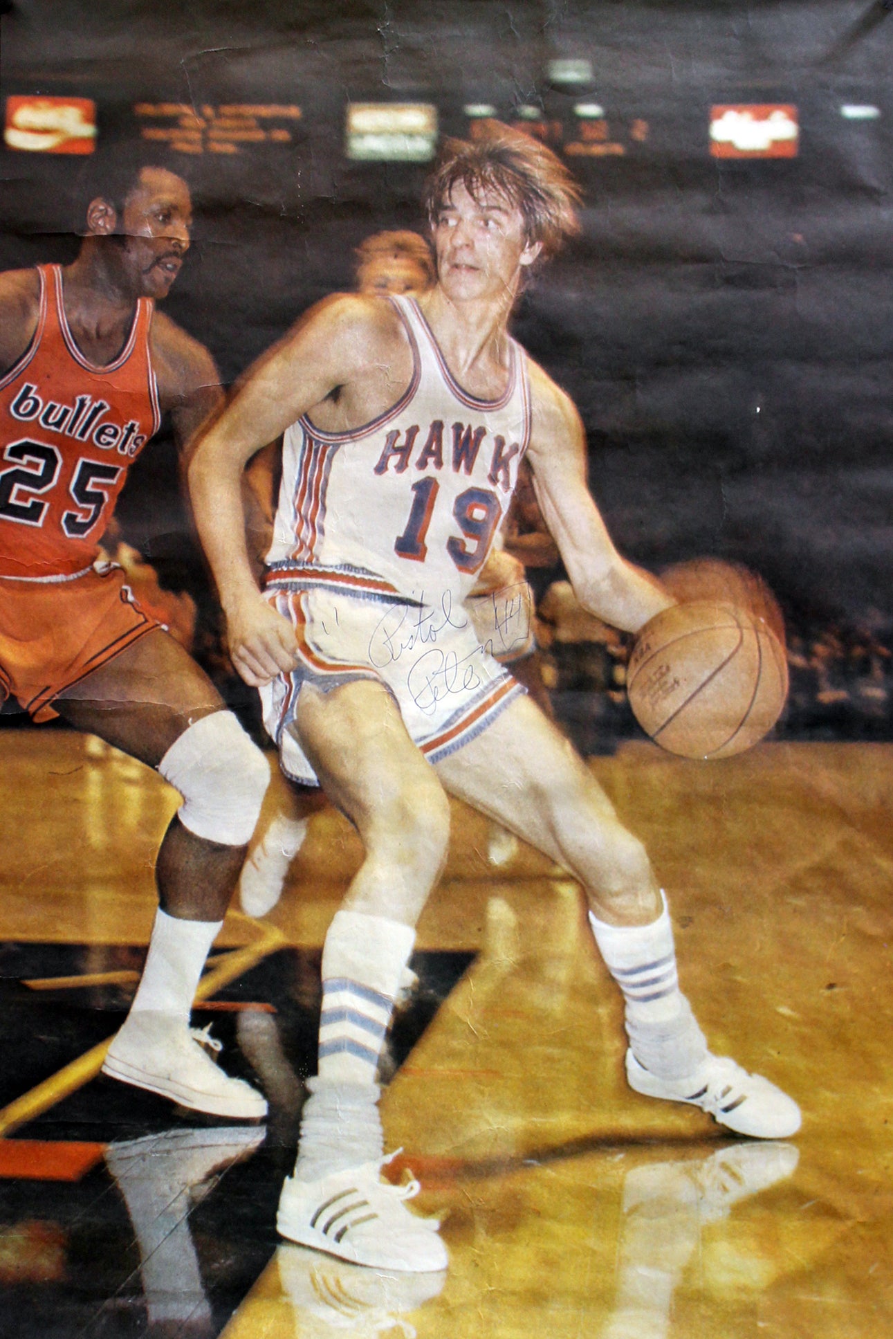 Hawks "Pistol" Pete Maravich Authentic Signed 20x30 Poster PSA/DNA & JSA LOA