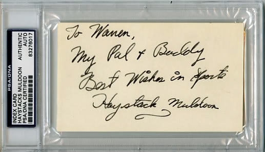 Haystacks Muldoon Wrestler Authentic Signed 3X5 Index Card PSA Slabbed #83276017