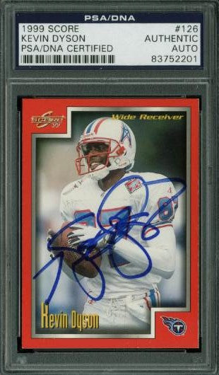 Oilers Kevin Dyson Authentic Signed Card 1999 Score #126 PSA/DNA Slabbed