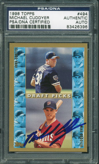 Twins Michael Cuddyer Authentic Signed Card 1998 Topps Rookie #494 PSA Slabbed