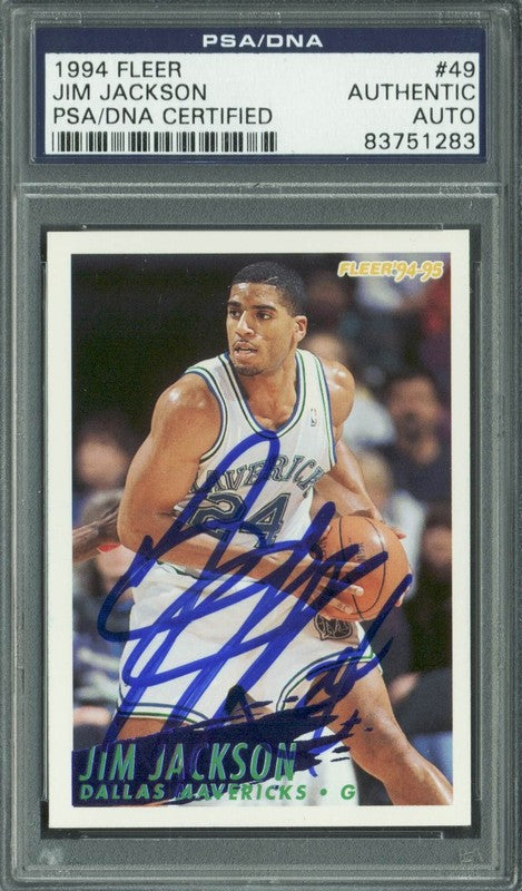 Mavericks Jim Jackson Authentic Signed Card 1994 Fleer #49 PSA/DNA Slabbed