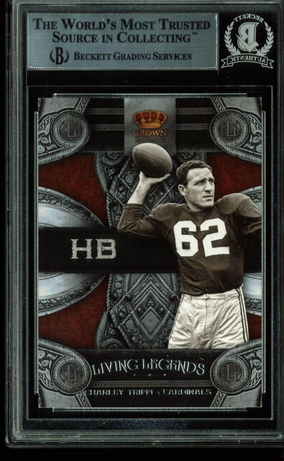 Charley Trippi Signed Card 2011 Crown Royale Living Legends #8 BAS Slabbed