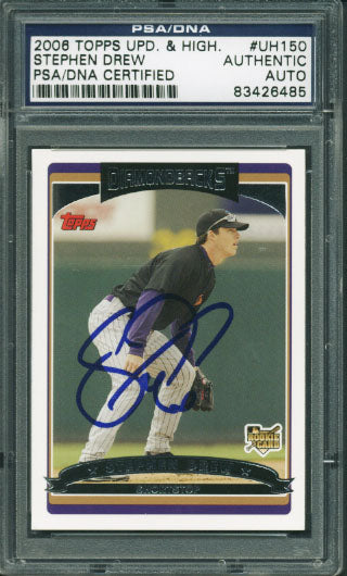D-Backs Stephen Drew Authentic Signed Card 2006 Topps #Uh150 PSA/DNA Slabbed