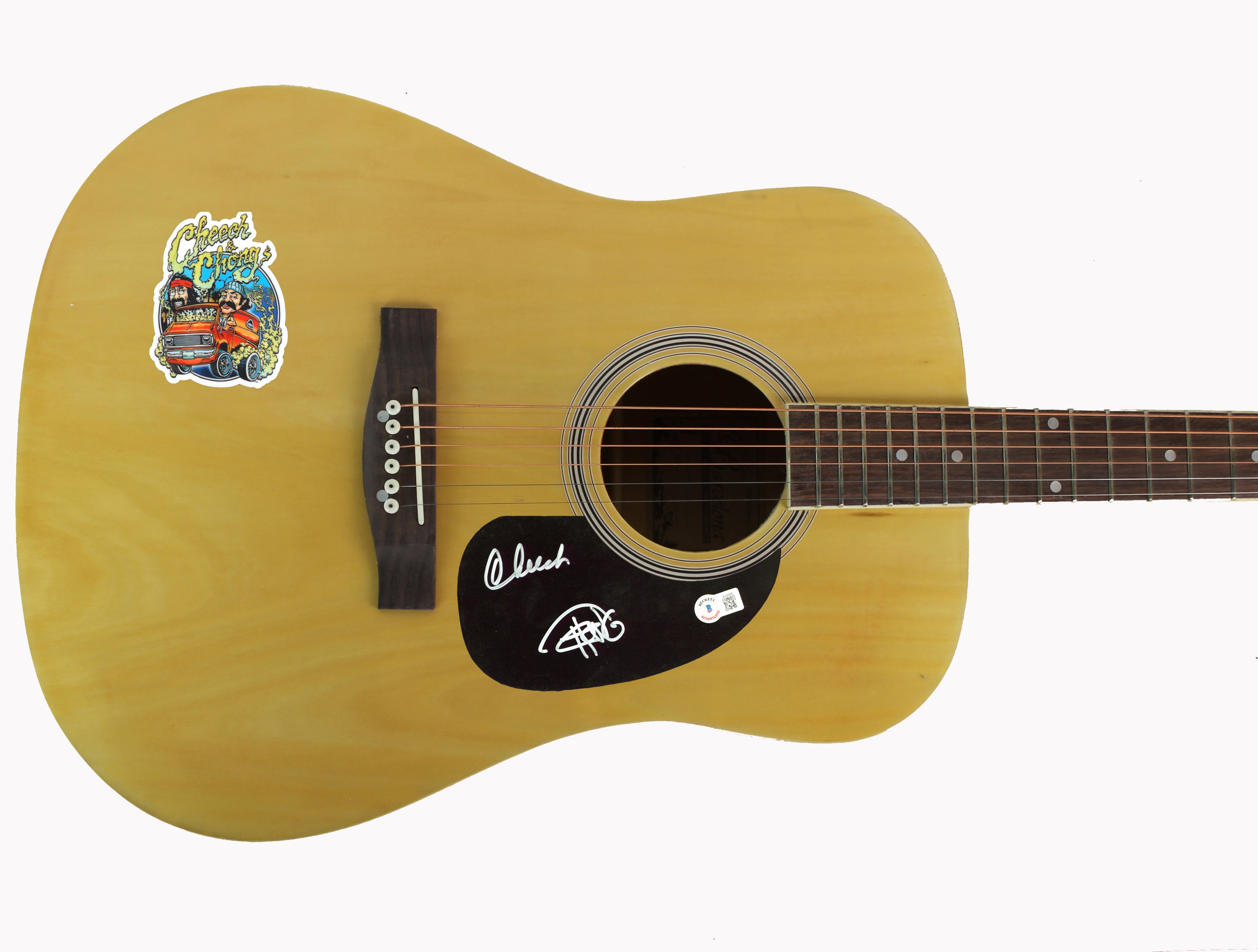 Cheech Marin & Tommy Chong Up in Smoke Signed Acoustic Guitar w/ Decal BAS 1