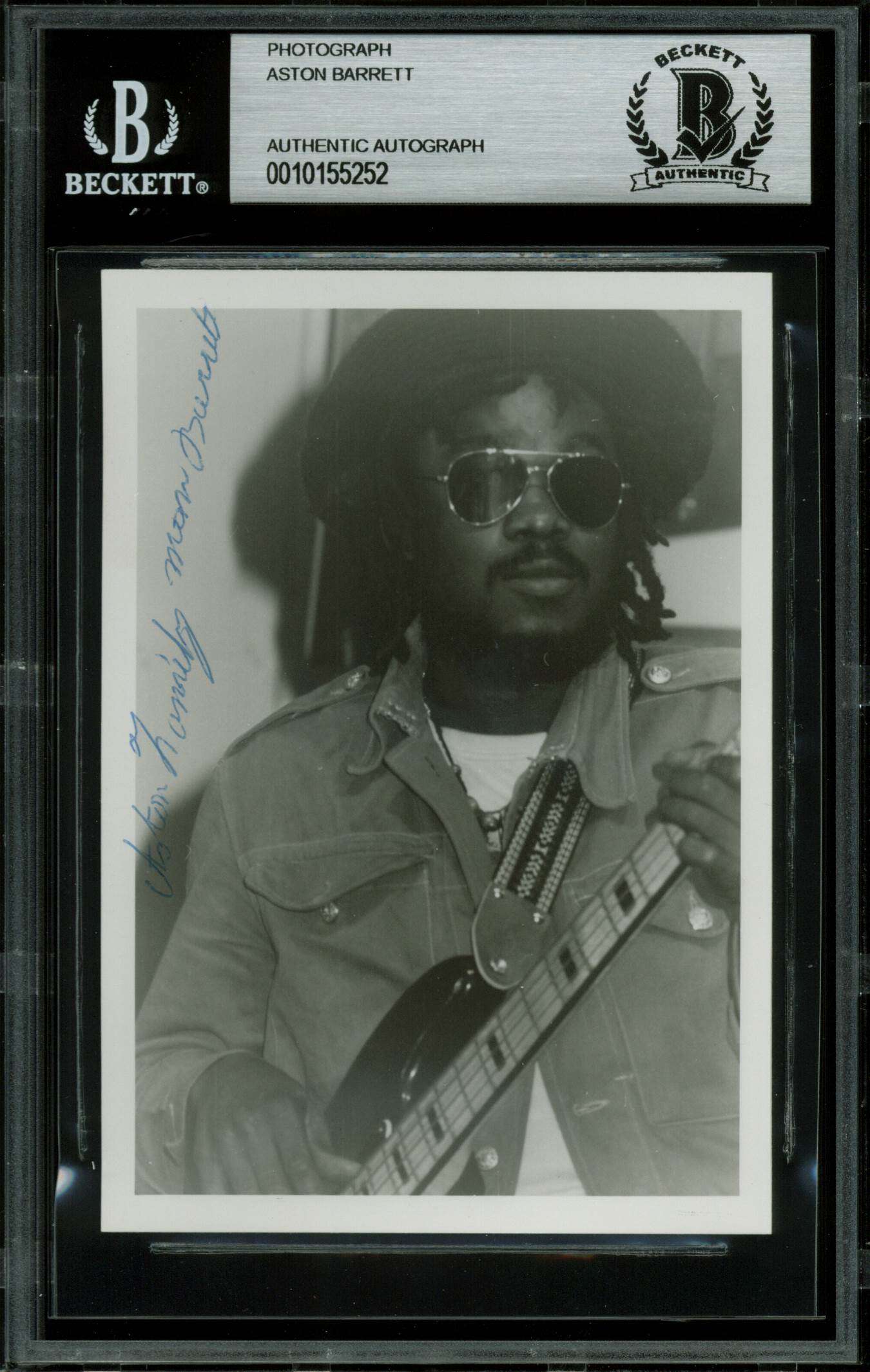 Aston Barrett The Wailers Band Signed 3.5x5 Black & White Photo BAS Slabbed