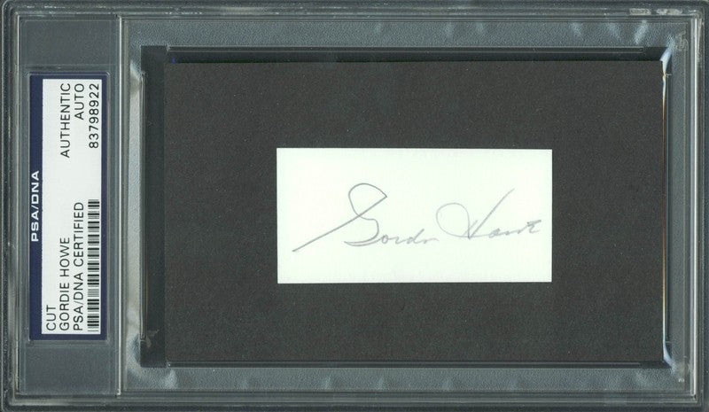 Red Wings Gordie Howe Authentic Signed 1.5x2.75 Cut Autograph PSA/DNA Slabbed