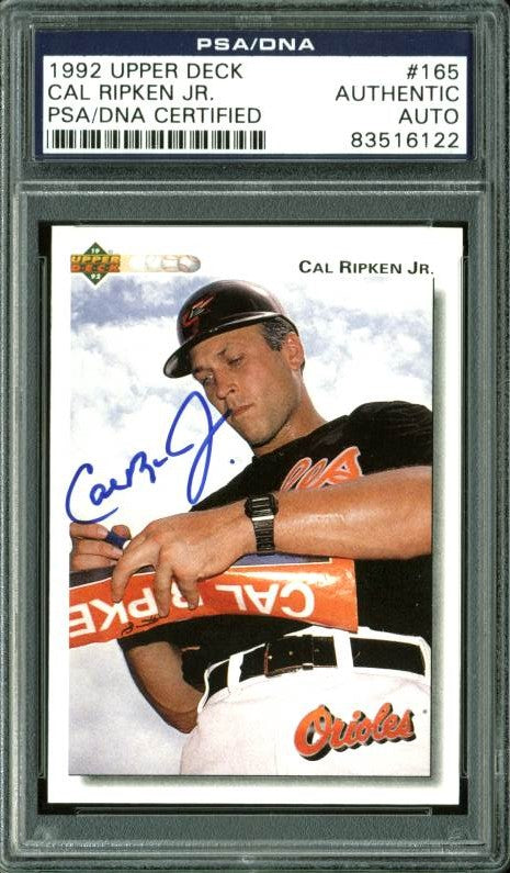 Orioles Cal Ripken Jr. Signed Card 1992 Upper Deck #165 PSA Slabbed #83516122