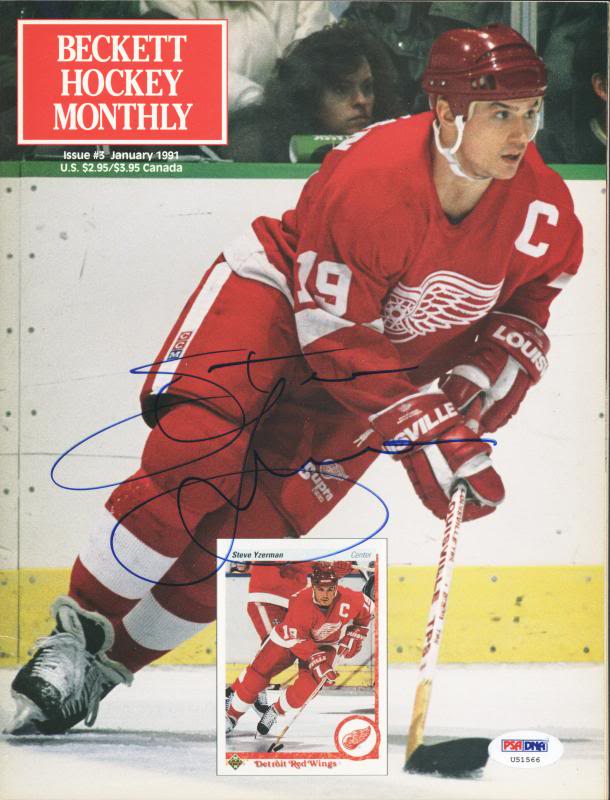Red Wings Steve Yzerman Authentic Signed Magazine 1991 Beckett PSA/DNA