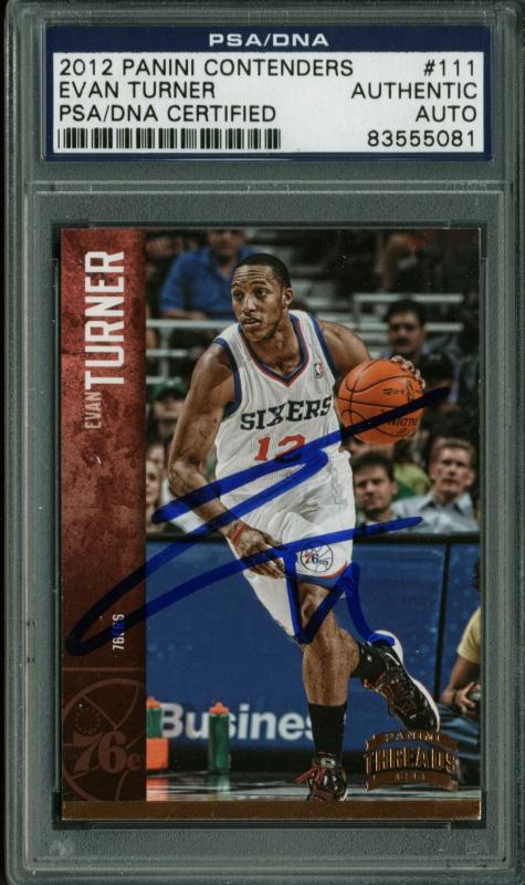 76Ers Evan Turner Authentic Signed Card 2012 Panini Contenders #111 PSA Slabbed