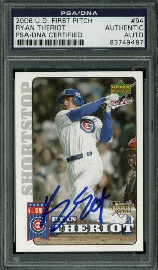 Cubs Ryan Theriot Authentic Signed Card 2006 U.D. First Pitch #94 PSA Slabbed