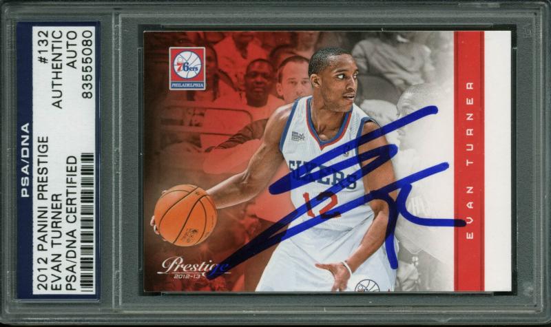 76Ers Evan Turner Authentic Signed Card 2012 Panini Prestige #132 PSA Slabbed