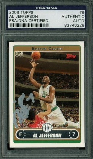 Celtics Al Jefferson Authentic Signed Card 2006 Topps #9 PSA/DNA Slabbed