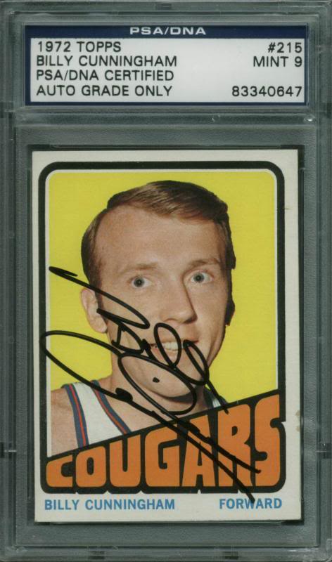 Bill Cunningham Authentic Signed Card 1972 Topps Auto Grade Mint 9! PSA Slabbed