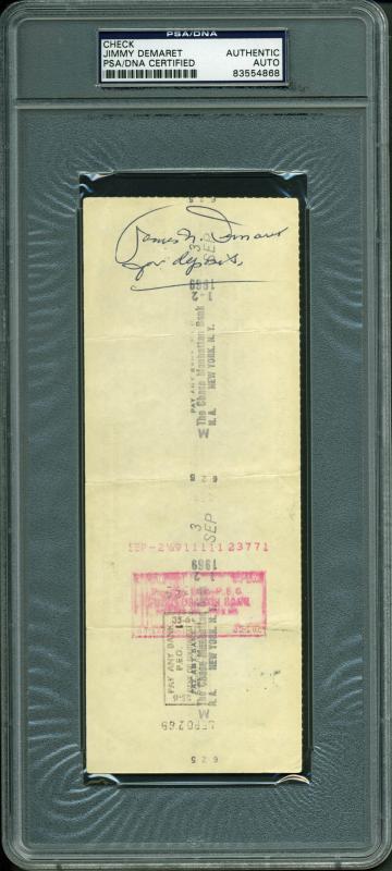Jimmy Demaret Golf Authentic Signed 3X8.25 Aug 1969 Check PSA Slabbed #83554868