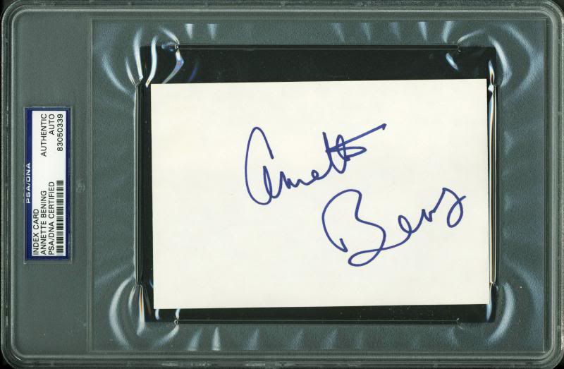 Annette Bening Authentic Signed 4X6 Index Card Autographed PSA/DNA Slabbed