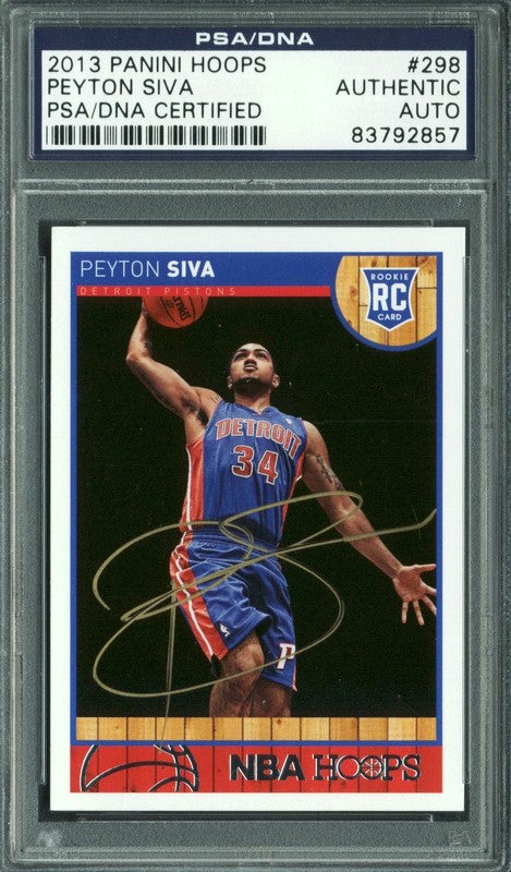 Pistons Peyton Siva Authentic Signed Card 2013 Panini Hoops #298 PSA/DNA Slabbed