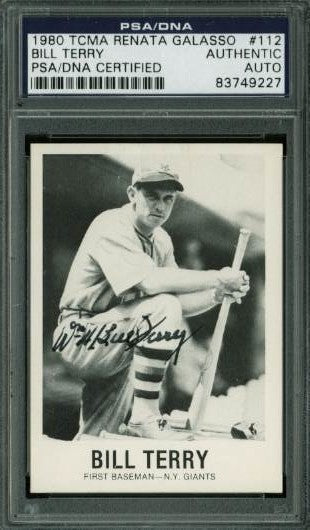 Giants Bill Terry Signed Card 1980 Tcma Renata Galasso #112 PSA/DNA Slabbed