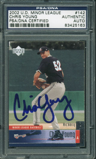 Chris Young Authentic Signed Card 2002 Ud Minor League #142 PSA/DNA Slabbed