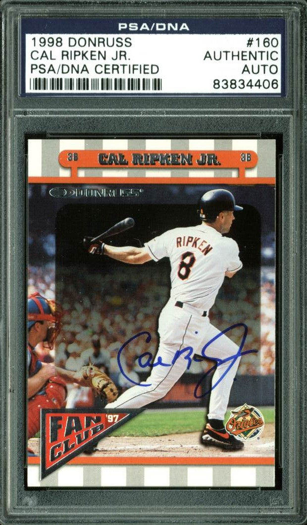 Orioles Cal Ripken Jr. Authentic Signed Card 1998 Donruss #160 PSA/DNA Slabbed