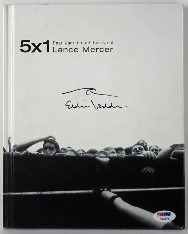 Eddie Vedder Signed 5X1 Lance Mercer Pearl Jam Book W/ Wave Sketch PSA #V10624