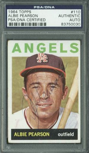 Angels Albie Pearson Authentic Signed Card 1964 Topps #110 PSA/DNA Slabbed