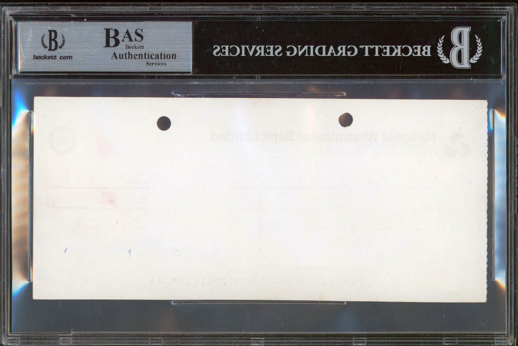 George Harrison Beatles Signed 3.5x8 1970 Apple Records Check BAS Slabbed