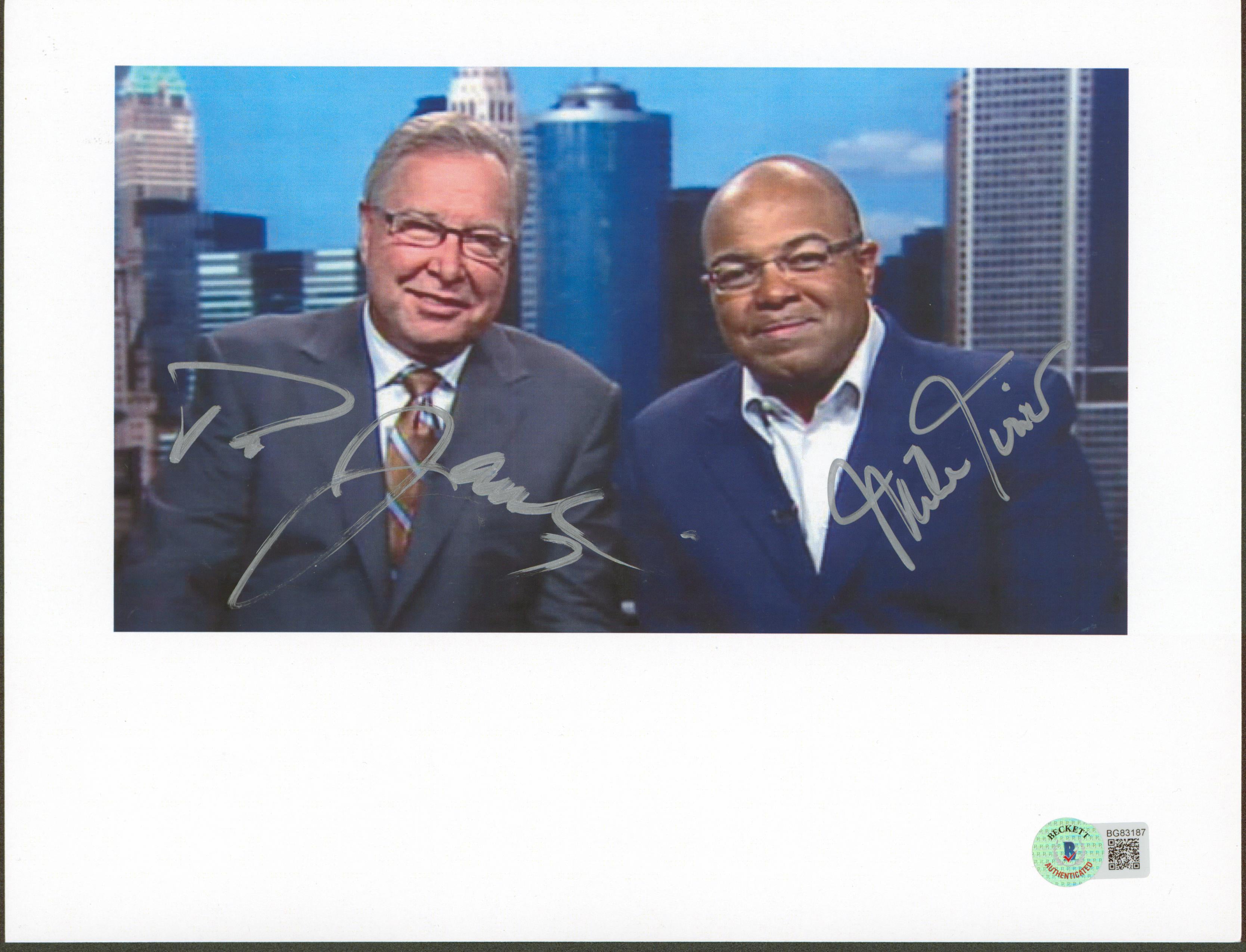 Ron Jaworski & Mike Tirico Authentic Signed 8.5x11 Photo BAS #BG83187