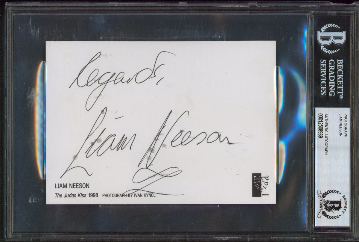 Liam Neeson The Judas Kiss Regards Authentic Signed 4x6 Photo BAS Slabbed