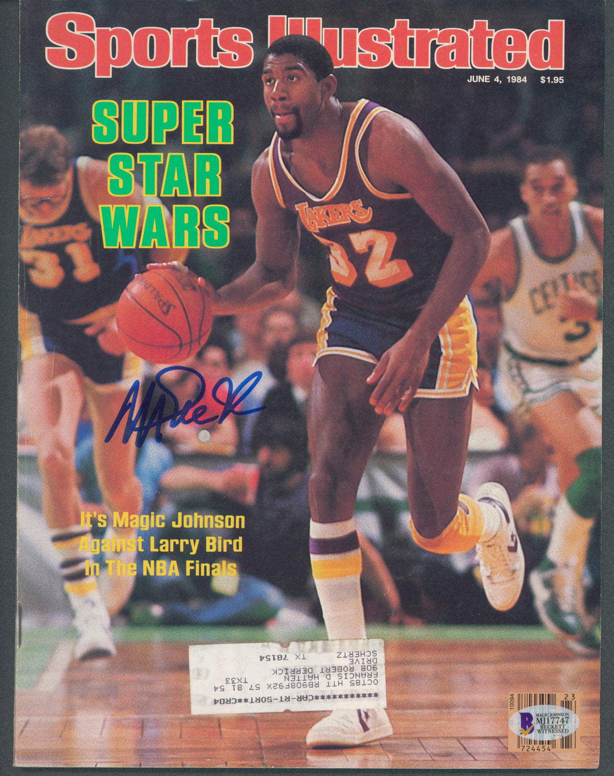 Lakers Magic Johnson Signed June 1984 Sports Illustrated Magazine BAS Witnessed
