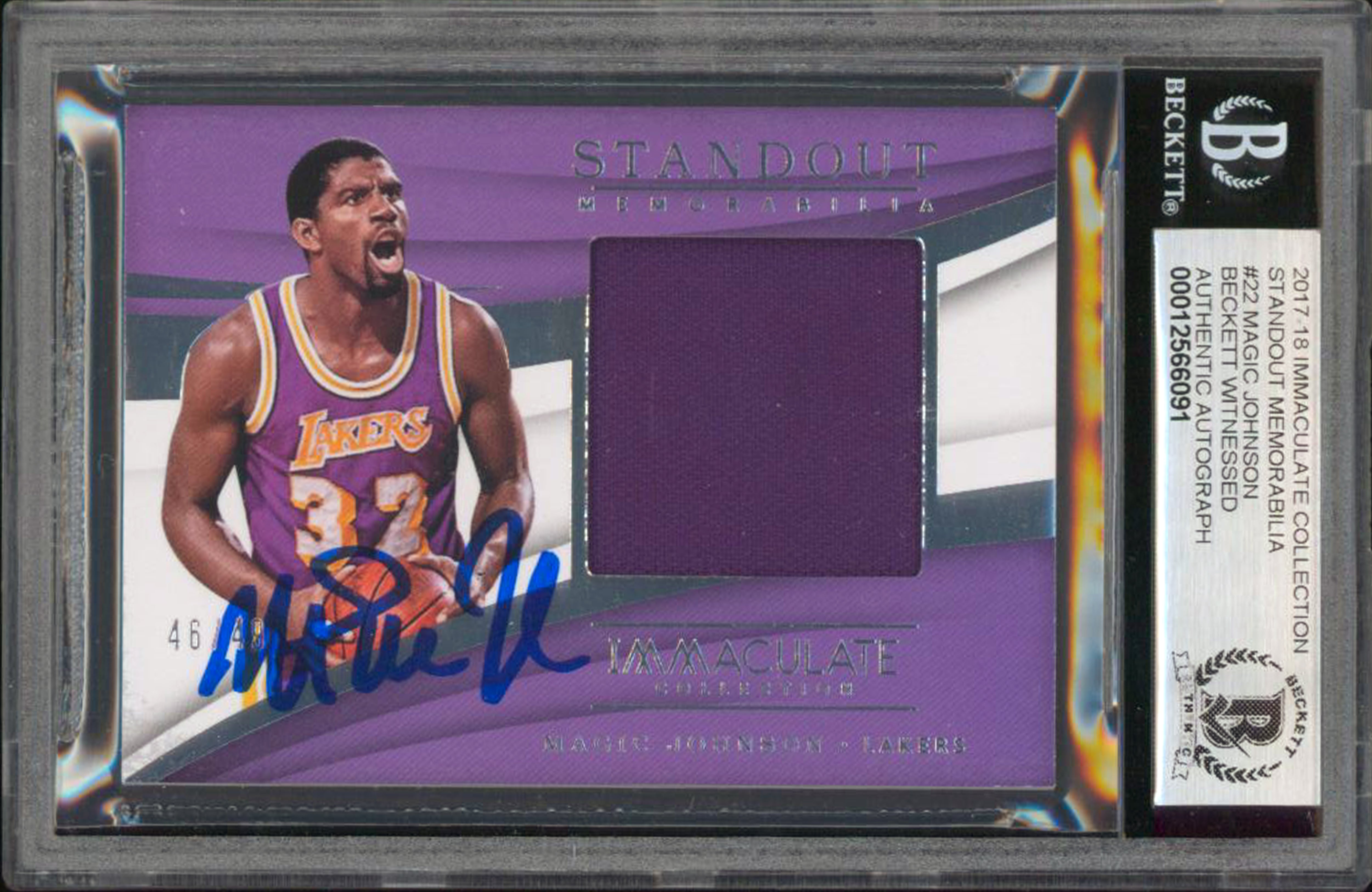 Magic Johnson Signed 2017 Immaculate Standout #22 #46/49 Card Auto 10! BAS Slab