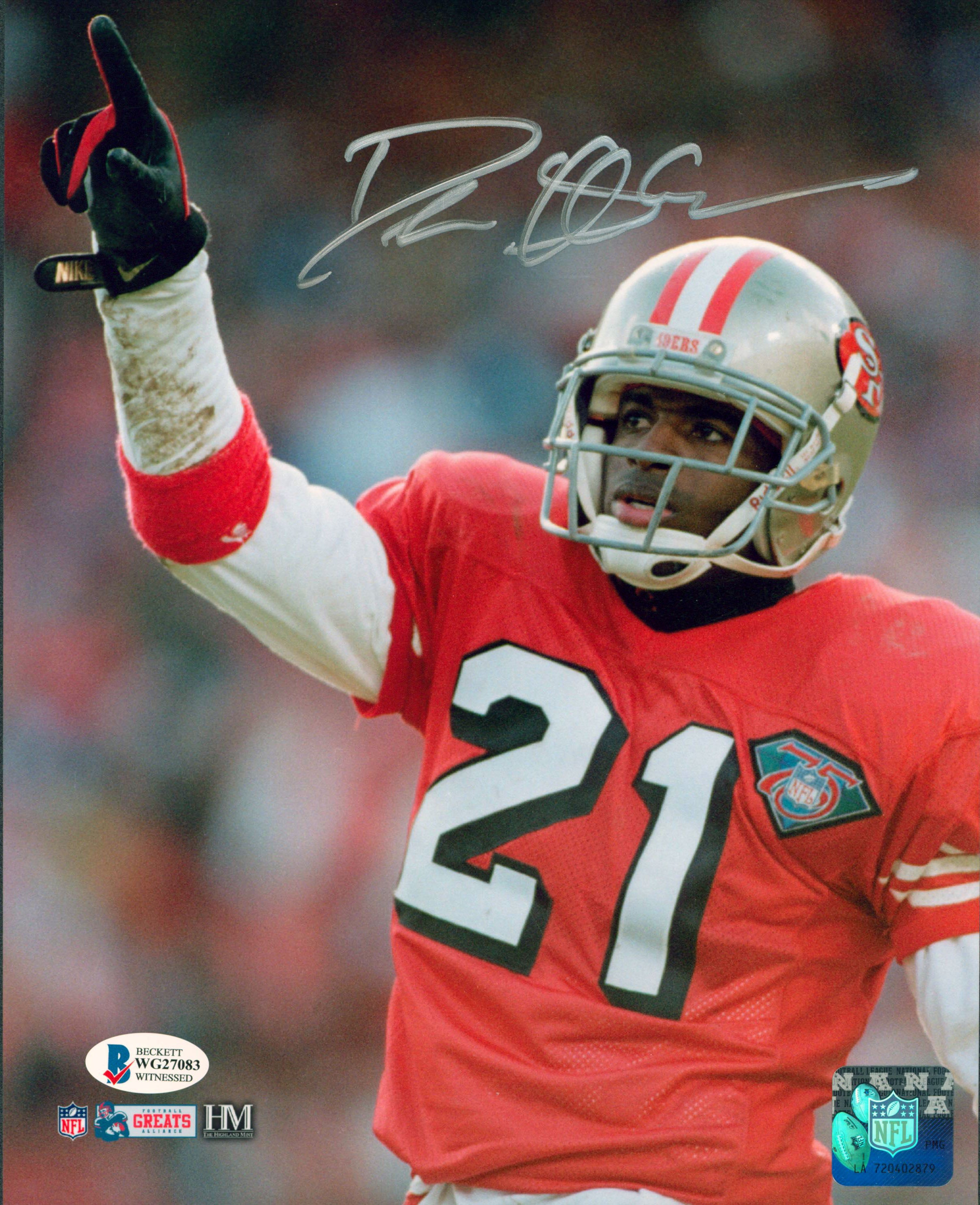 49ers Deion Sanders Authentic Signed 8x10 Vertical Photo BAS Witnessed