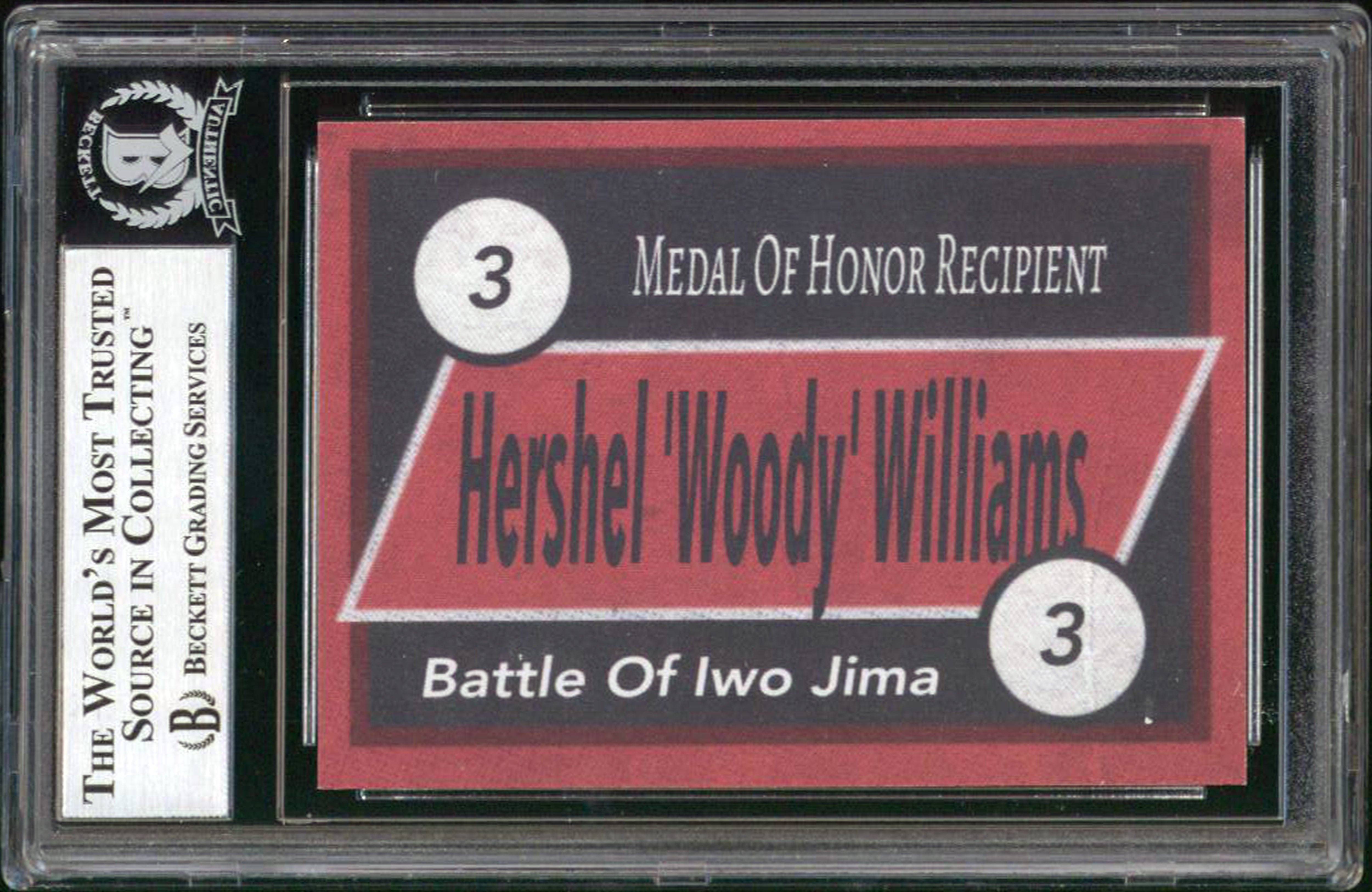 Hershel Williams Signed Metal Of Honor Recipient Trading Card BAS Slabbed
