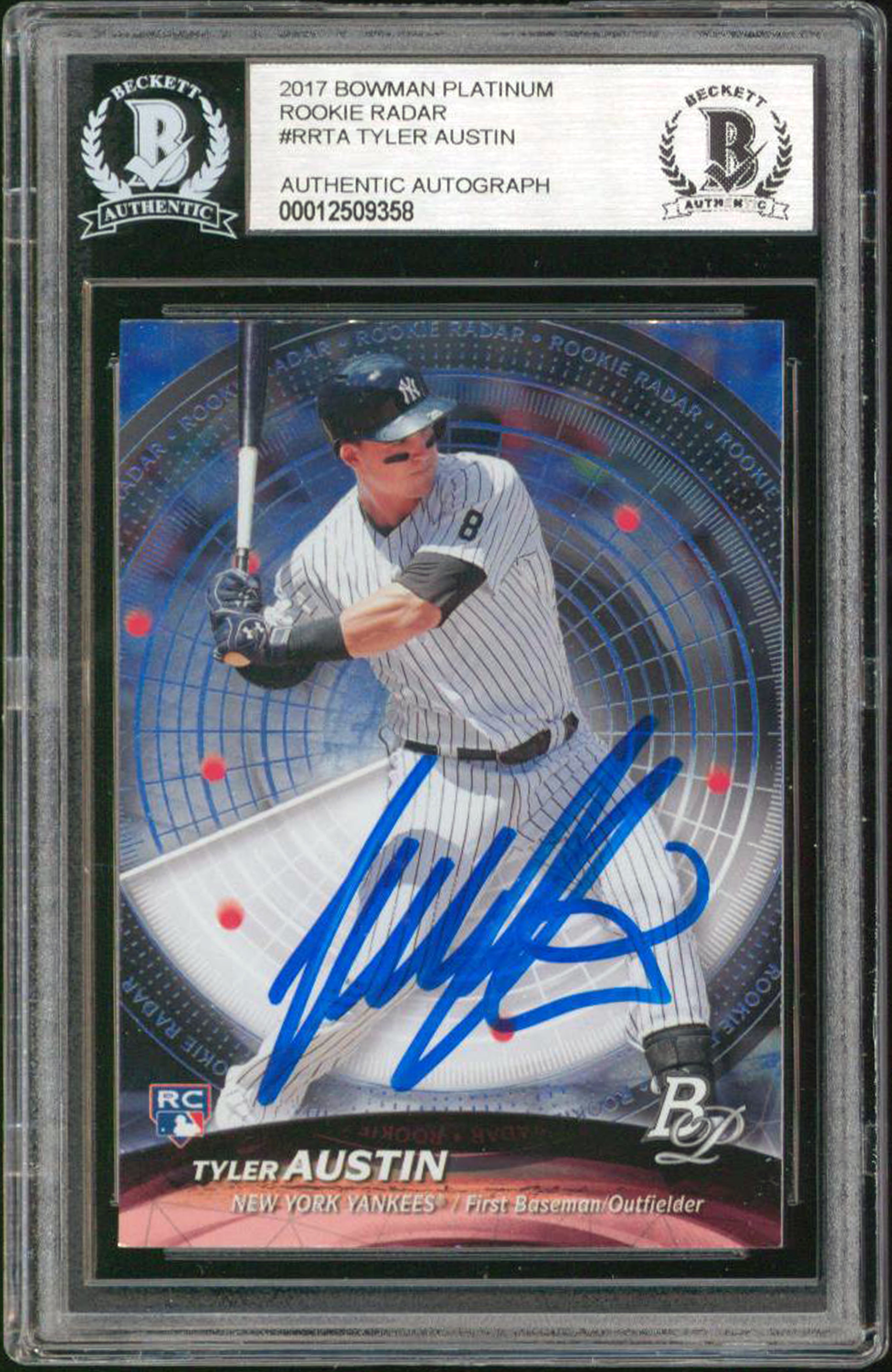 Yankees Tyler Austin Signed 2017 Bowman Platinum Rookie #RRTA Card BAS Slabbed