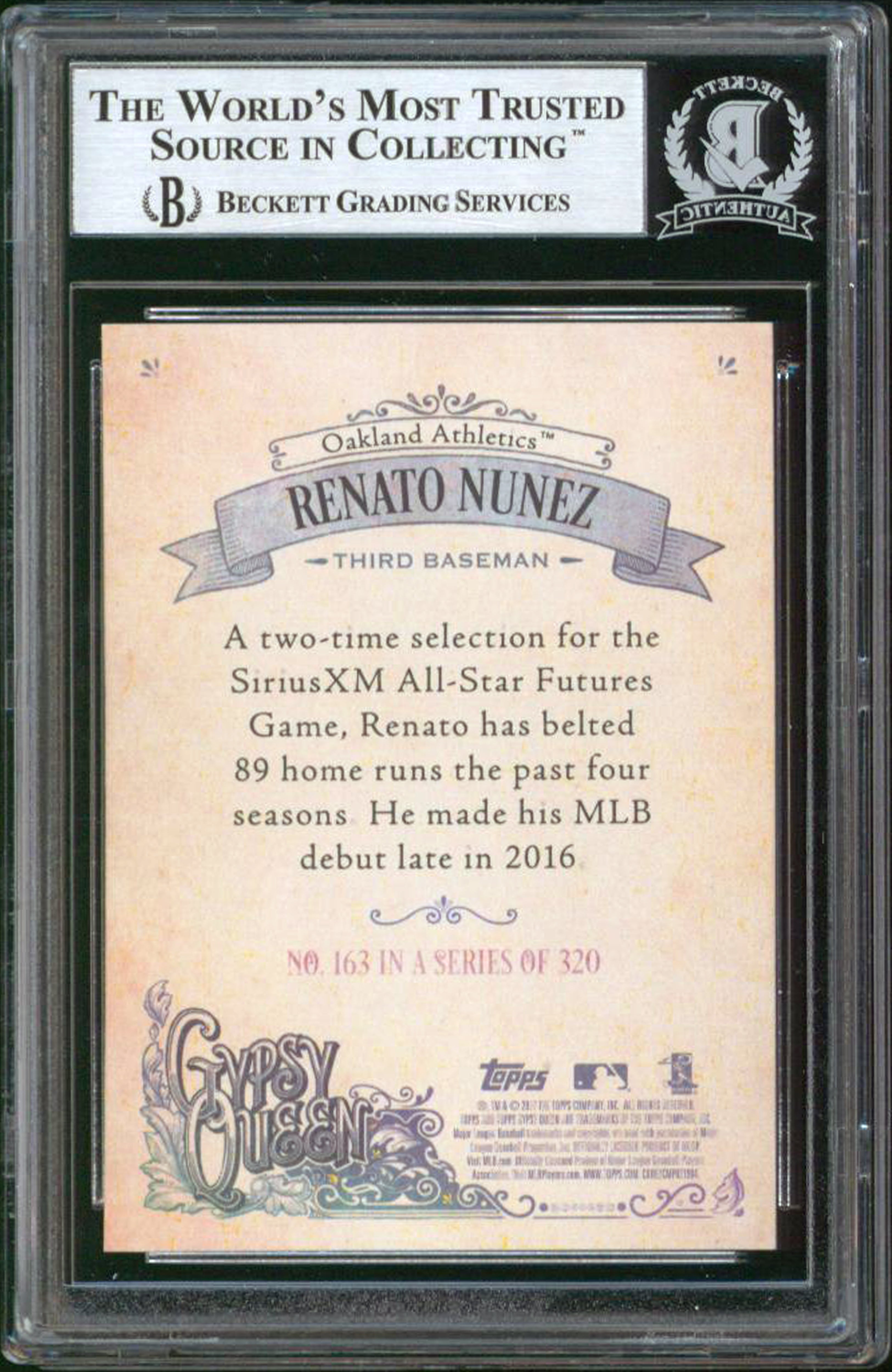 Athletics Renato Nunez  Signed 2017 Topps Gypsy Queen #163 Rookie Card BAS Slab