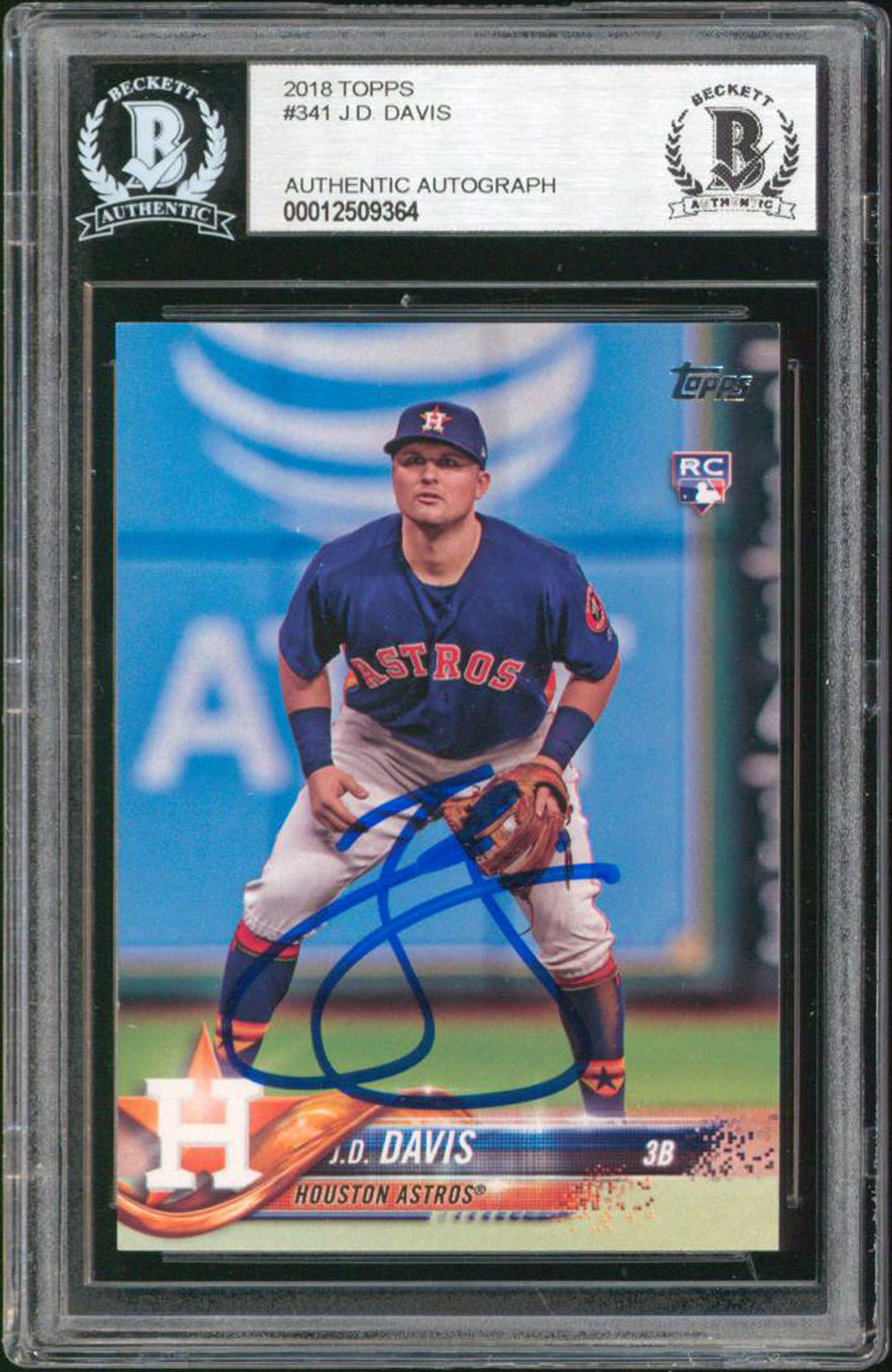 Astros J.D. Davis Signed 2018 Topps #341 Rookie Card BAS Slabbed #12509364