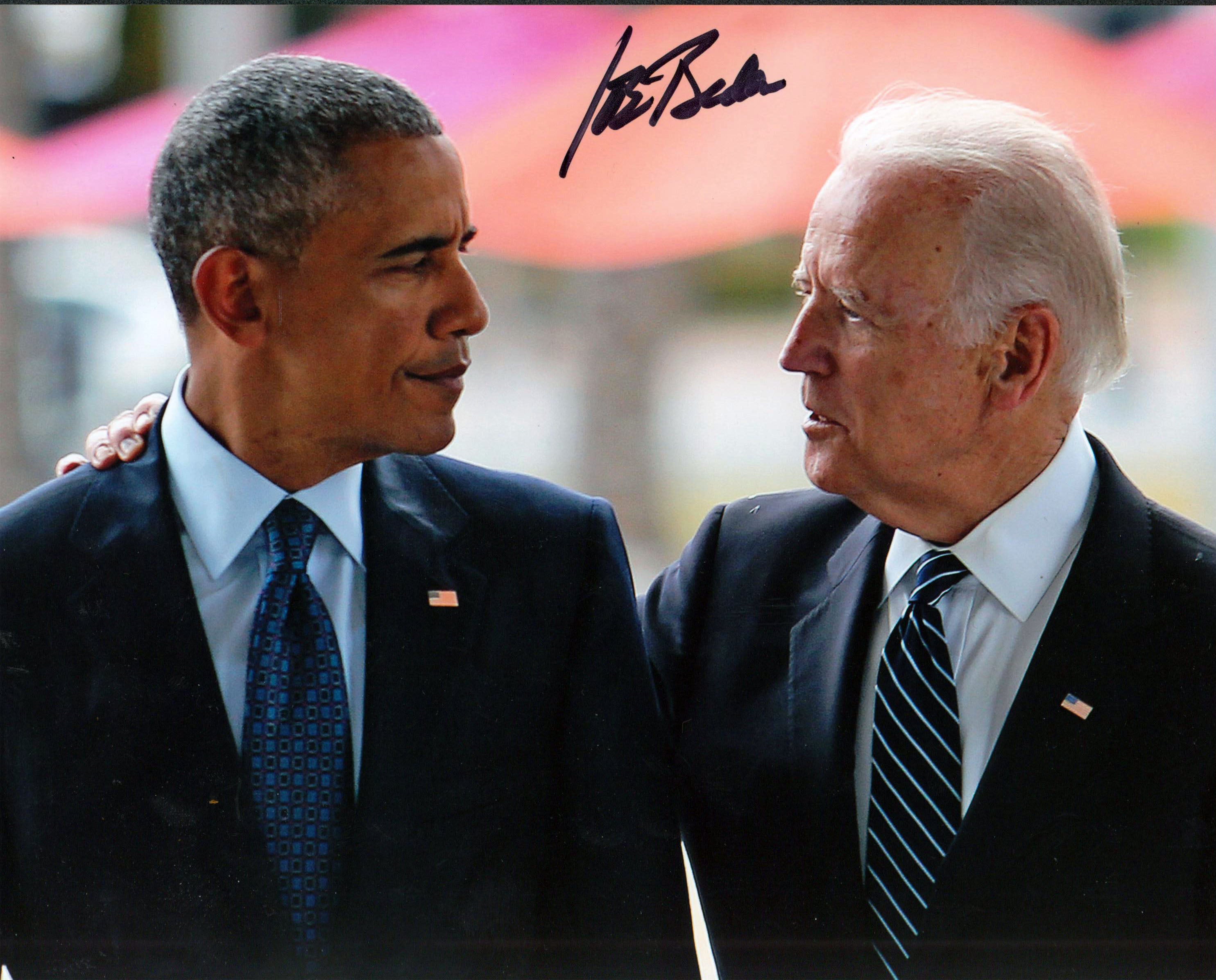 Joseph R. Biden Authentic Signed 8x10 Photo w/ Barack Obama Autographed BAS