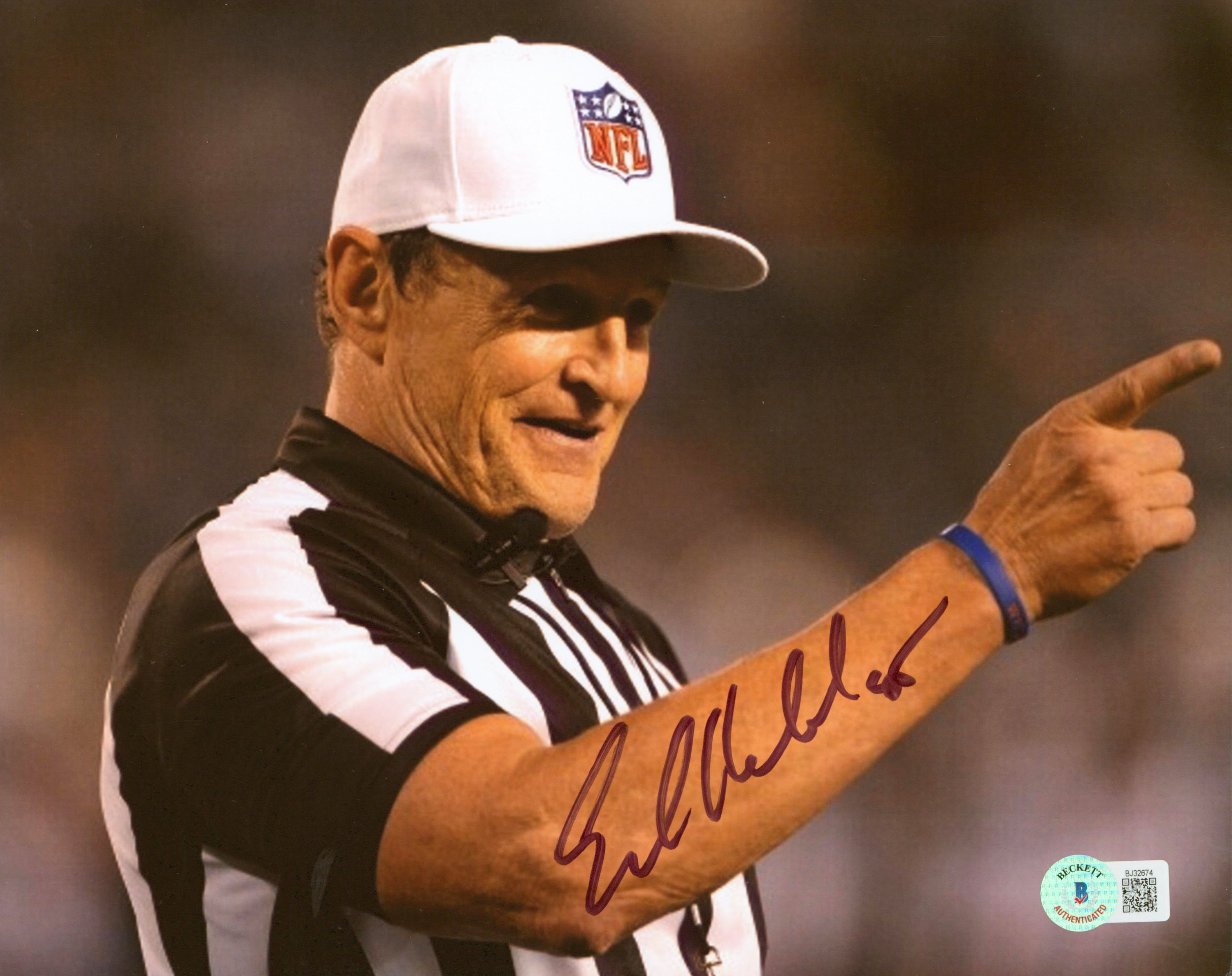 Ed Hochuli Authentic Signed 8x10 Photo Autographed BAS #BJ32674