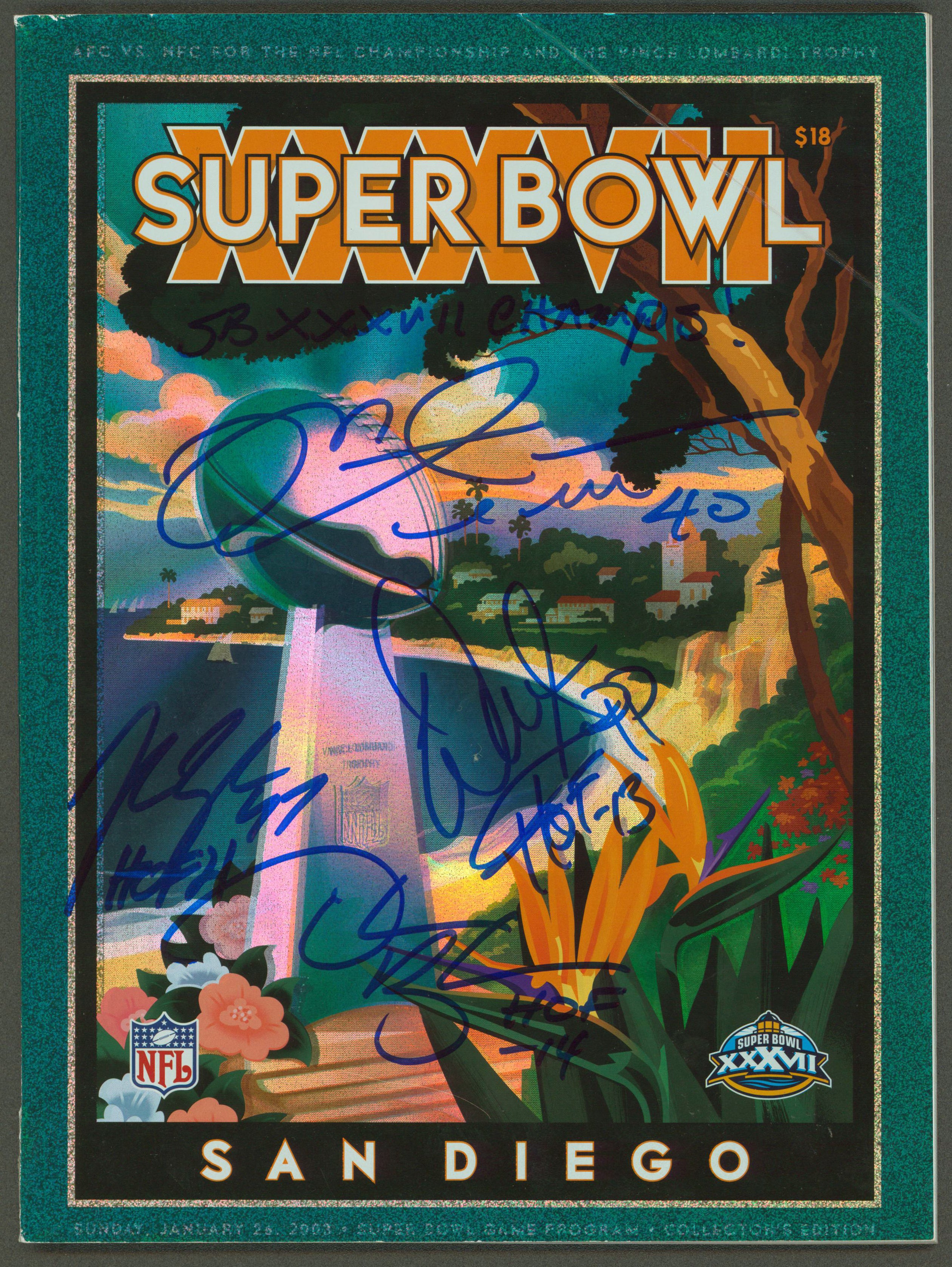 Buccaneers (4) Sapp, Brooks, Lynch, Alstott Signed SB XXXVII Program BAS Witness