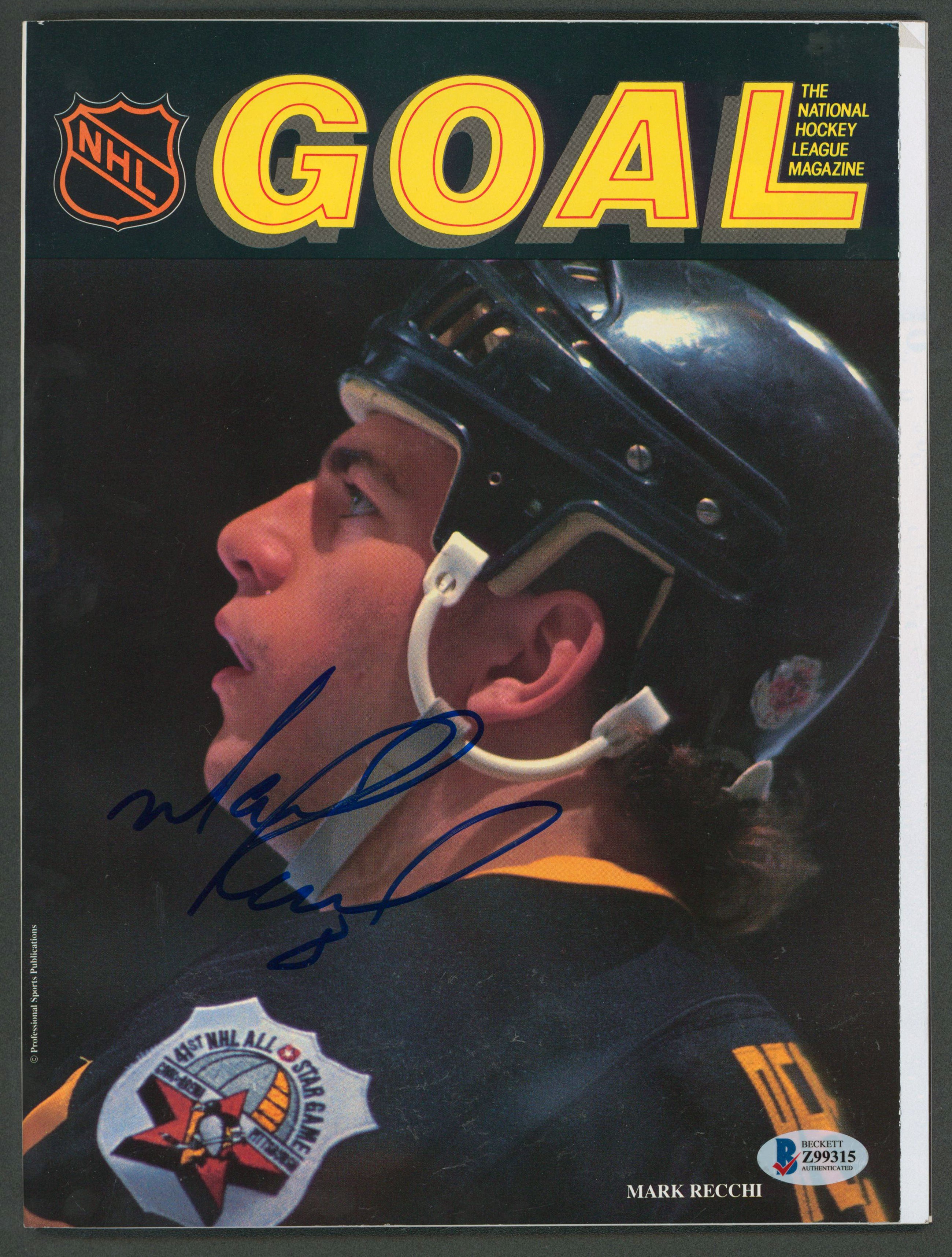 Penguins Mark Recchi Authentic Signed Goal Magazine Autographed BAS #Z99315