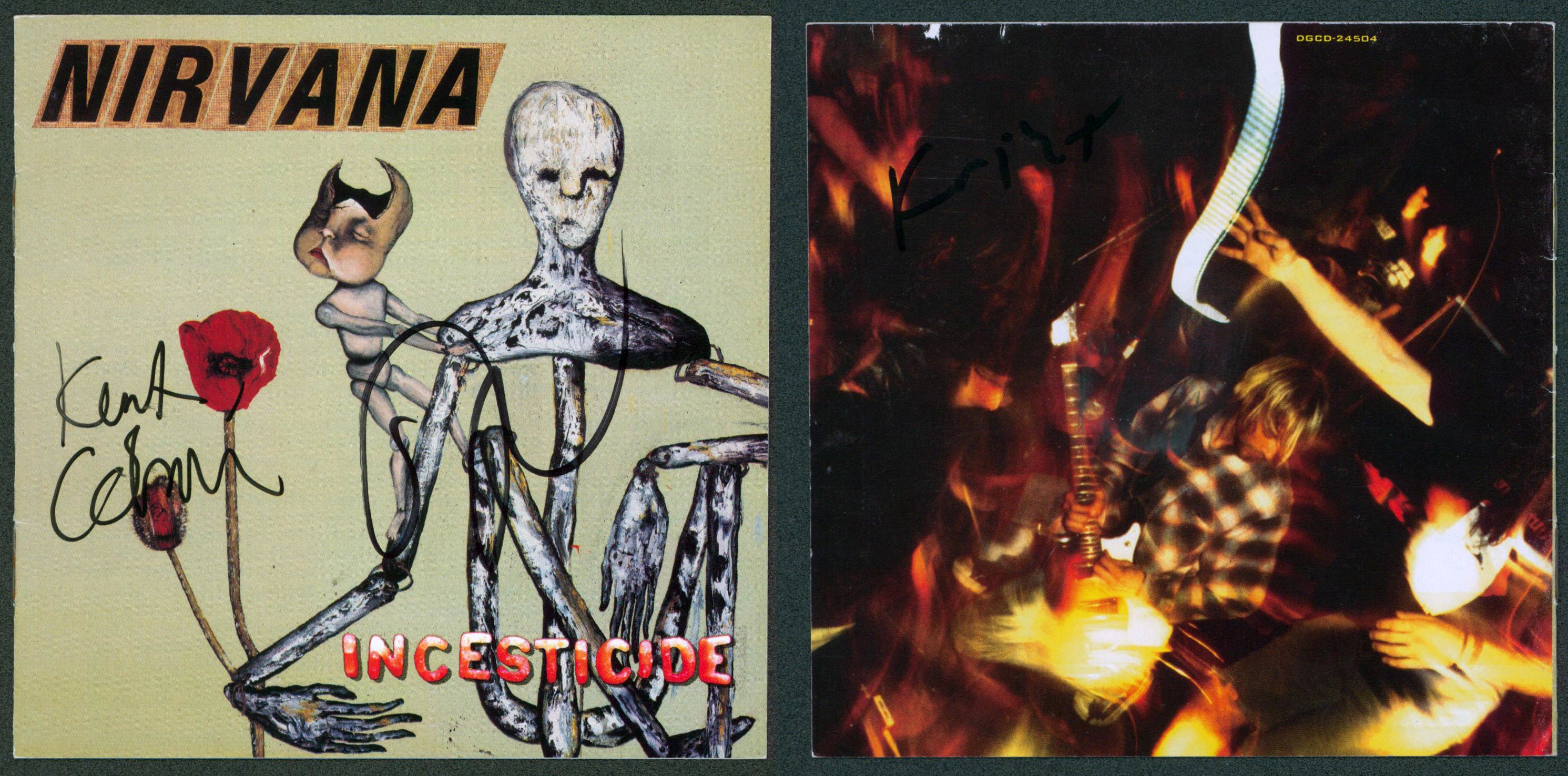 Nirvana (3) Cobain, Grohl & Novoselic Signed Incesticide Cd Cover JSA #BB37429