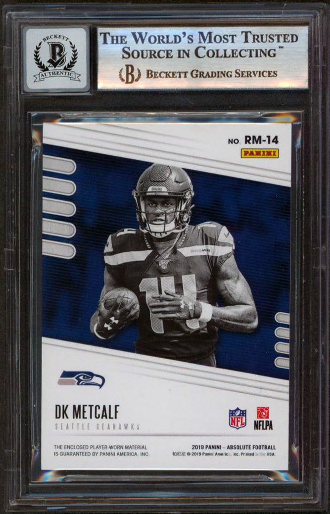 DK Metcalf Signed 2019 Absolute Rookie Materials #14 RC Card Auto 10 BAS Slab