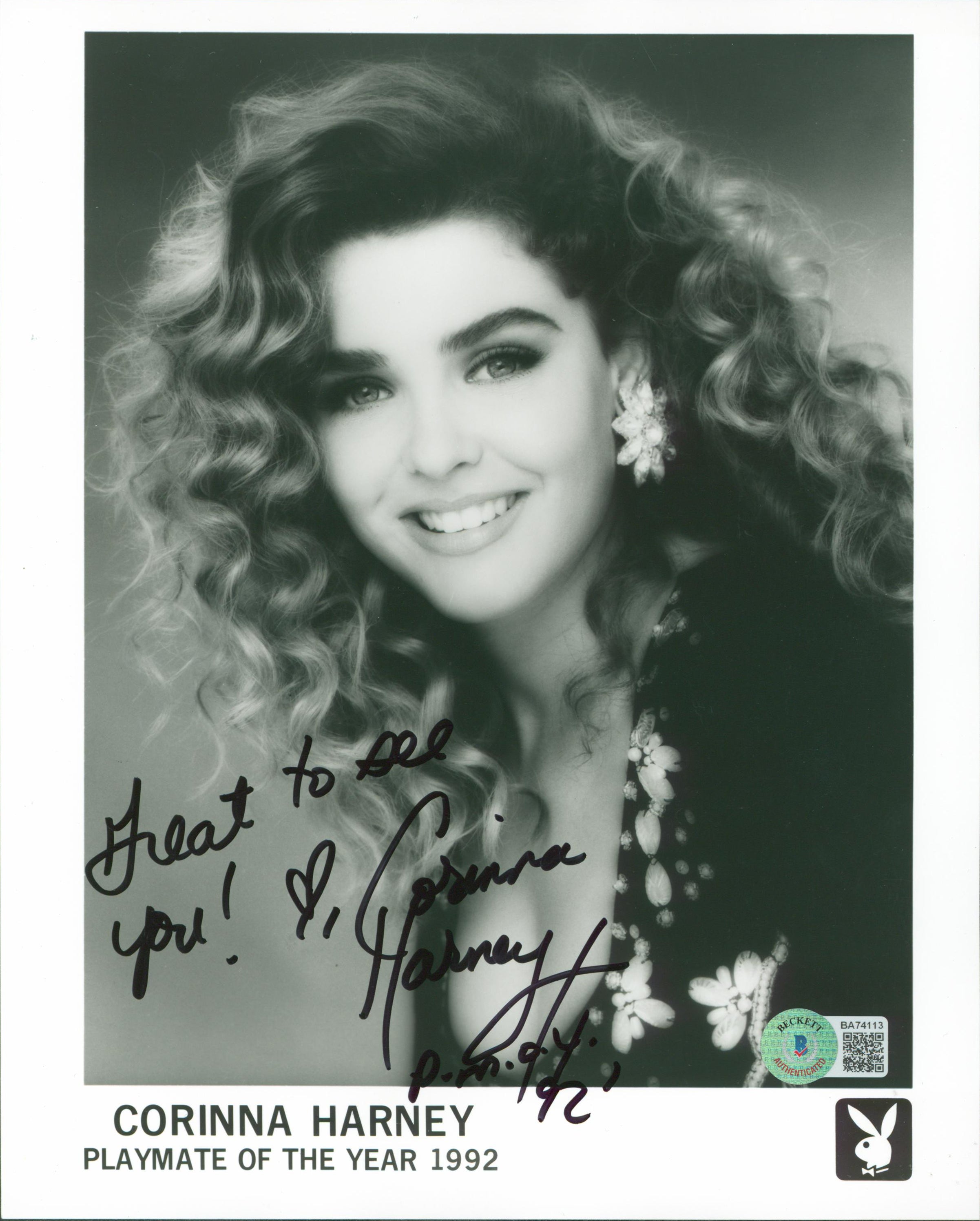 Corinna Harney Playboy "PMOY 92" Authentic Signed 8x10 Sexy Photo BAS #BA74113