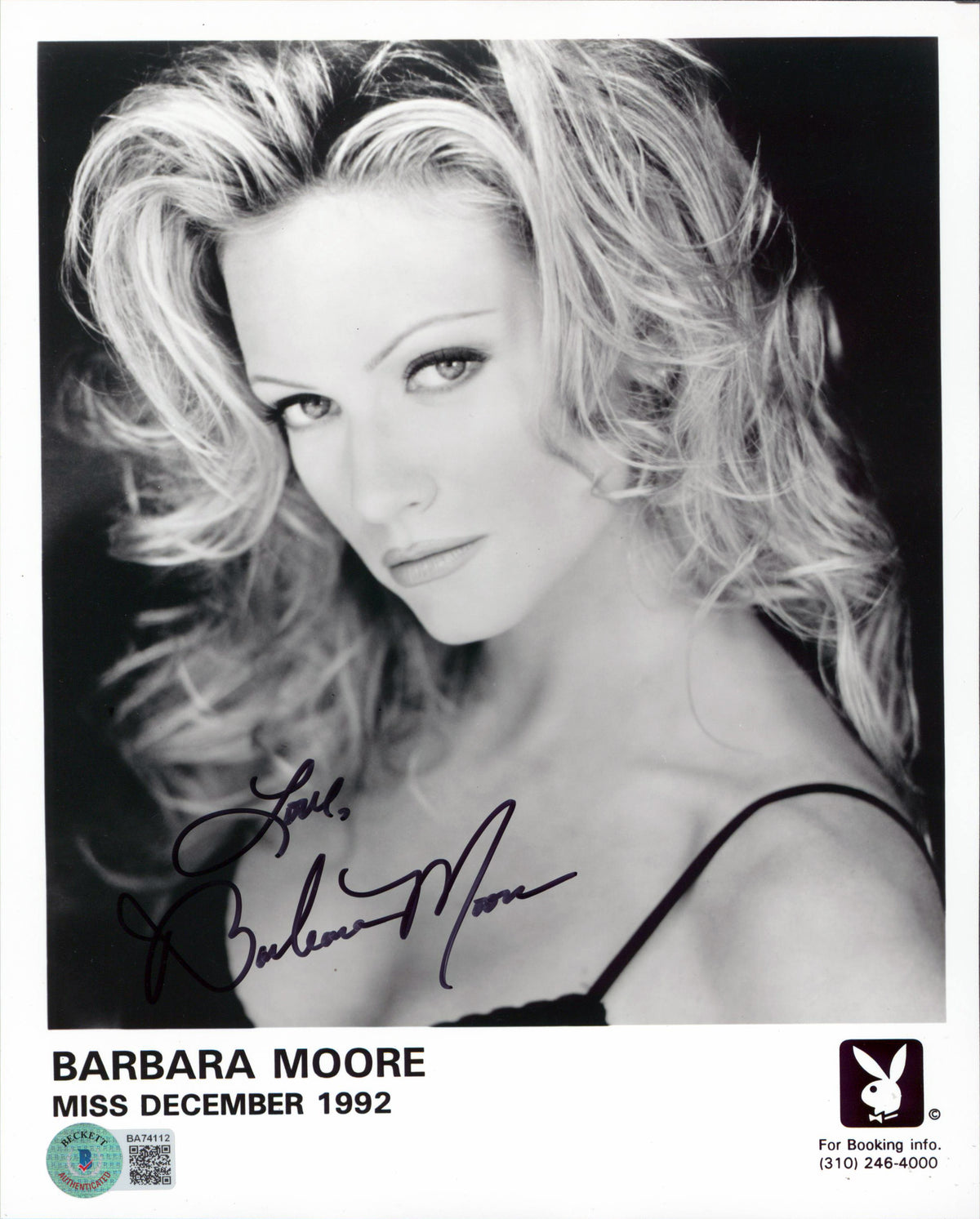 Barbara Moore Playboy "Love" Authentic Signed 8x10 Promo Sexy Photo BAS #BA74112