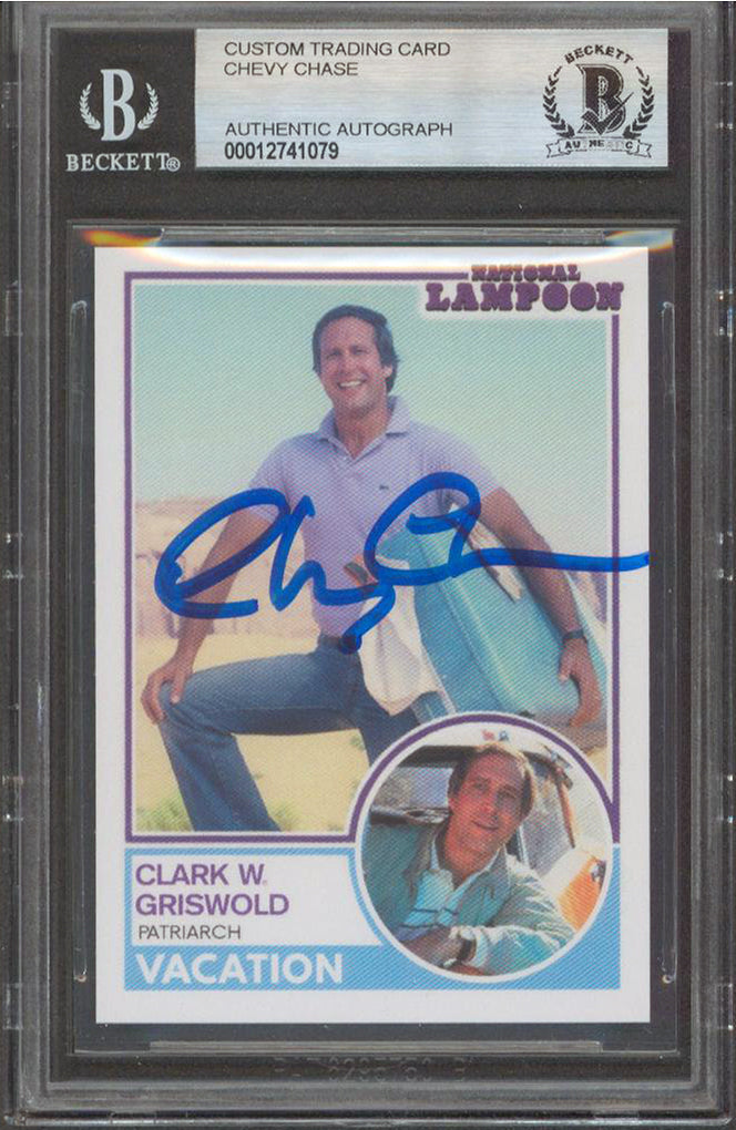 Chevy Chase Vacation Signed Clark W. Griswold Custom Trading Card BAS Slabbed 1