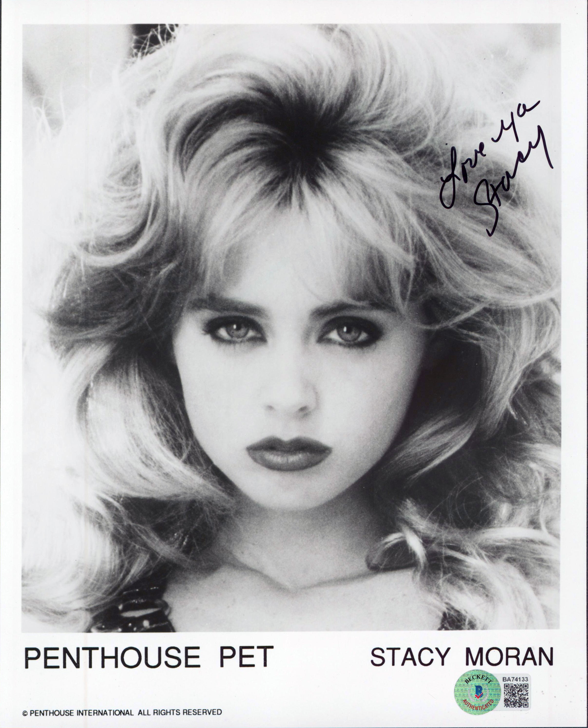 Stacy Moran Penthouse Pet "Love Ya" Authentic Signed 8x10 Photo BAS #BA74133