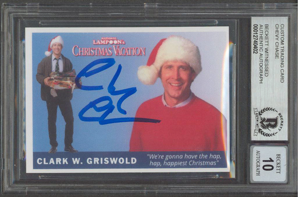 Chevy Chase Christmas Vacation Signed Custom Trading Card Auto 10! BAS Slabbed 4