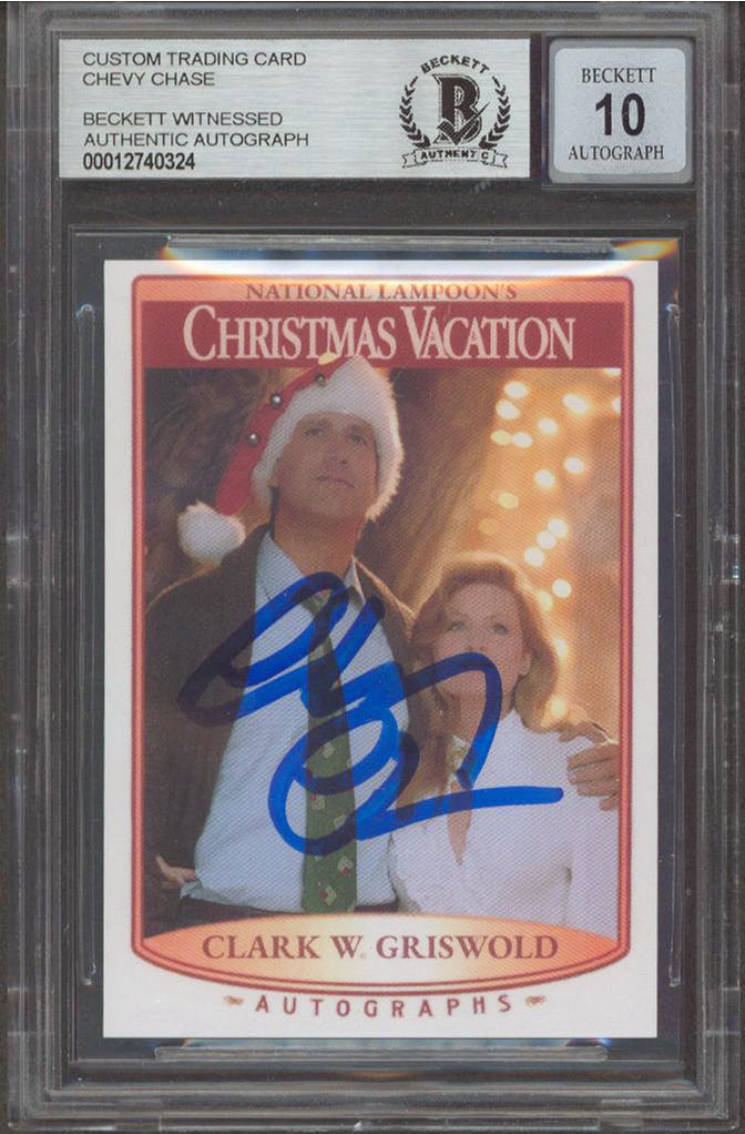 Chevy Chase Christmas Vacation Signed Custom Trading Card Auto 10! BAS Slabbed 3